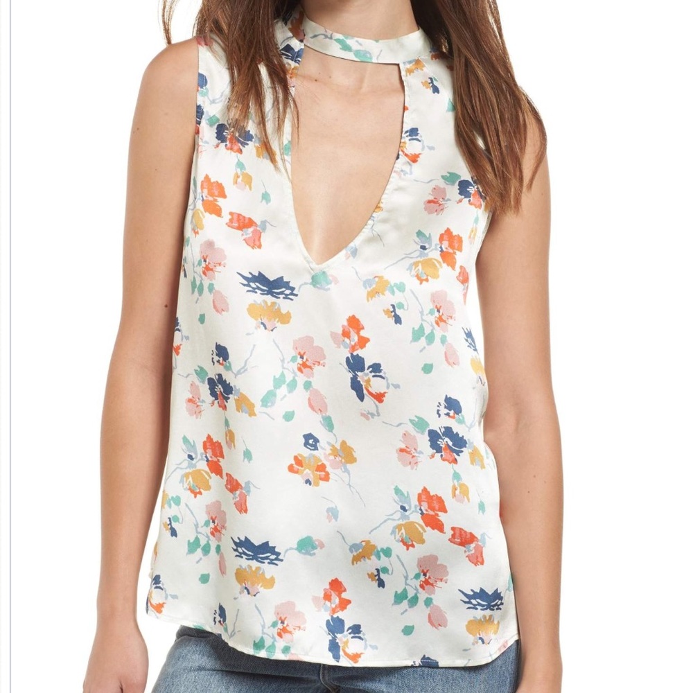 Tularosa silk floral tank, tie back small. NEW